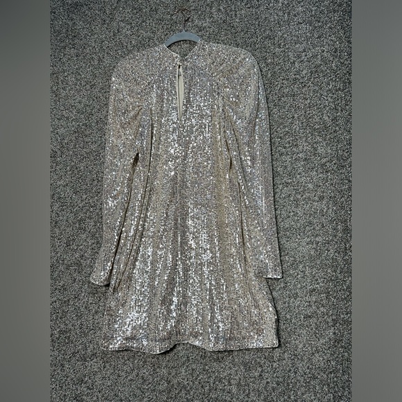 NWT LC Lauren Conrad Long Sleeve Sequined Mini Dress Size Medium - Picture 3 of 6